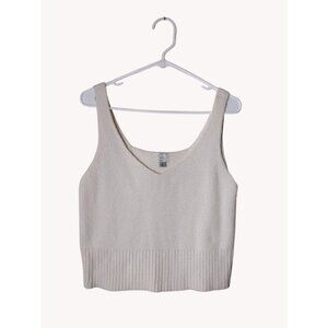A New Day Sweater Medium Sleeveless Cream Cropped V neck
